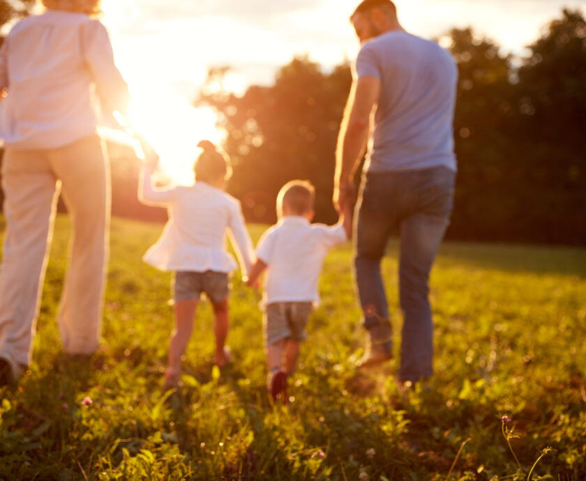 Blurred Background Of Family In Nature