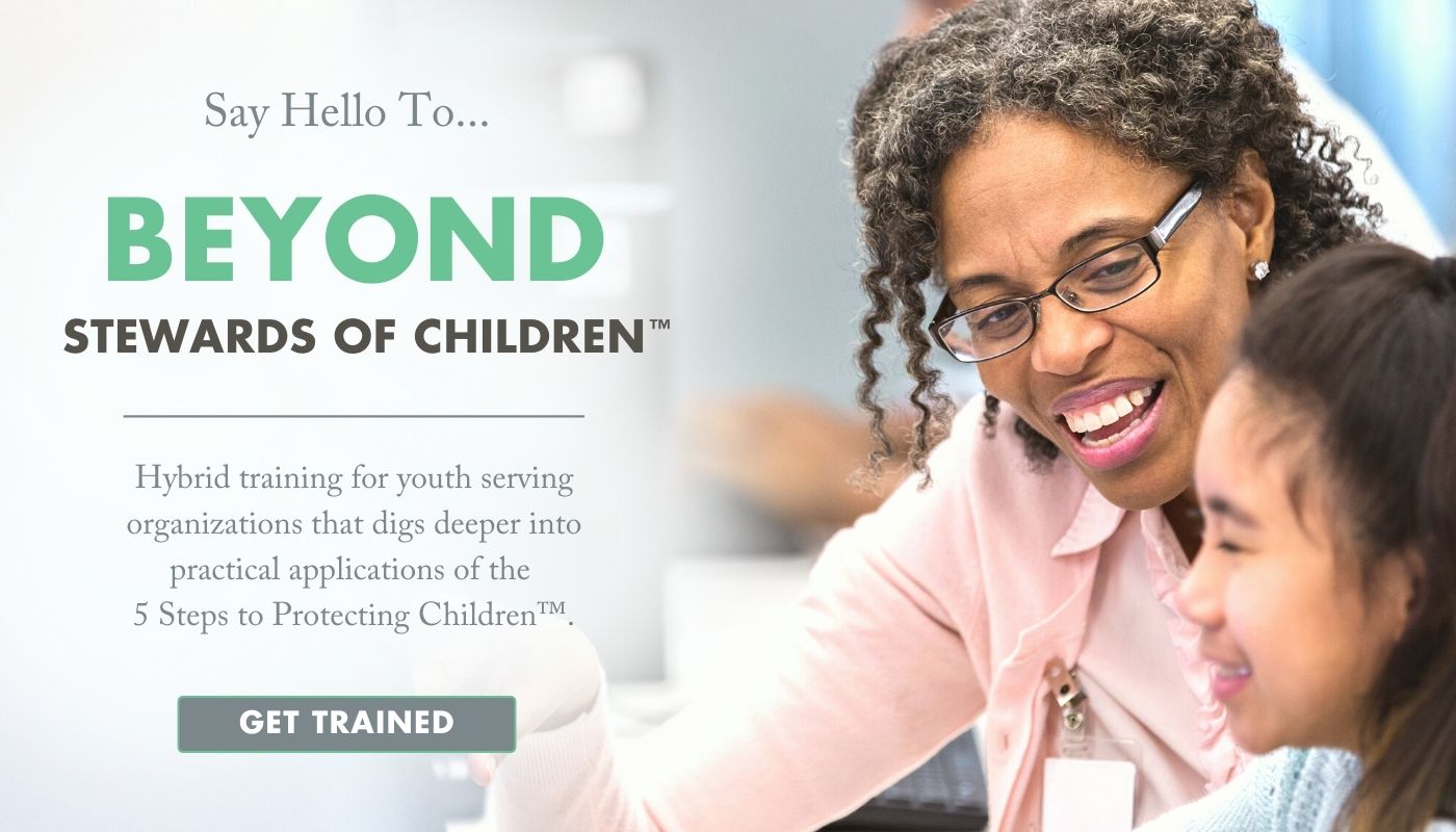 Beyond Stewards of Children Banner Image with Woman and Child